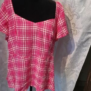 Pink Plaid Women's Top